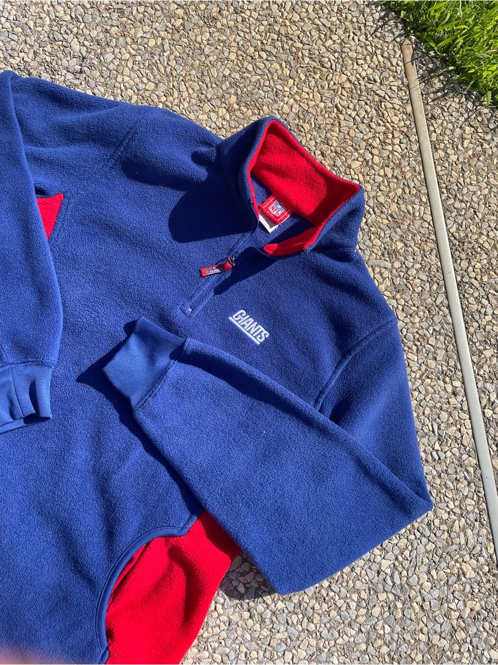 NFL New York Giants Blue Fleece Quarter-Zip Pullover with Red Accents